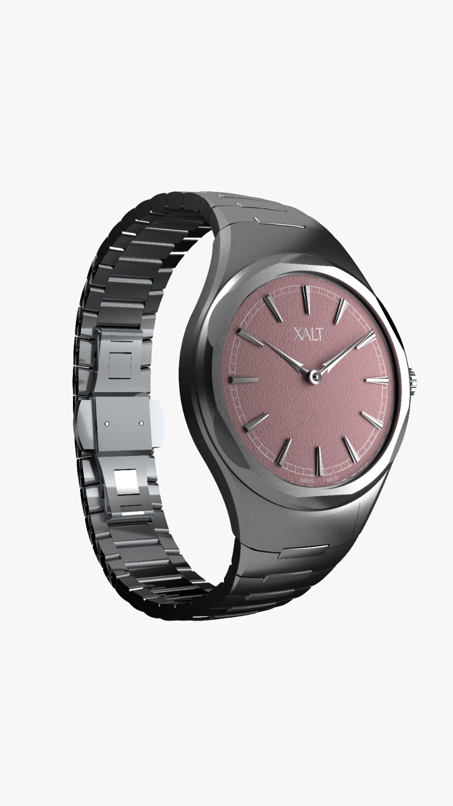 Silver Watch Pink Dial